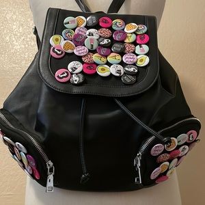 Vegan leather current mood pin backpack